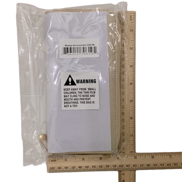 Minnie Mickey Mouse Wristlet Clutch  Convertible Long Wallet Tan Champagne Gold - Picture 14 of 16